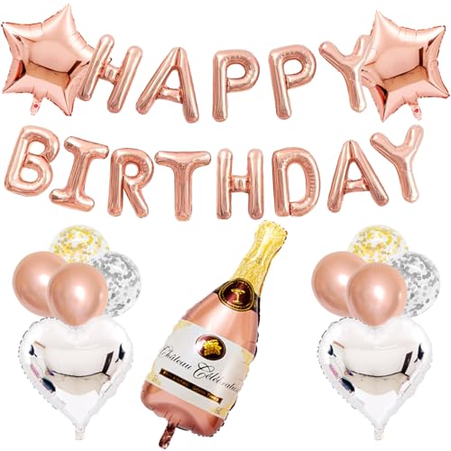 Geburtstagsballons, Happy Birthday Dekorationen (Roségold) von Meonzinan