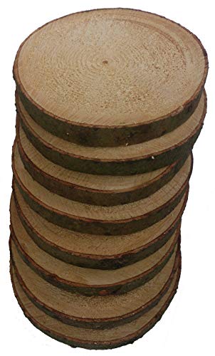 Mercarimus 8 Stück Holzscheiben 17-20 cm Baumscheiben mit Rinde Astscheiben Deko Basteln Floristik Hochzeit von Mercarimus