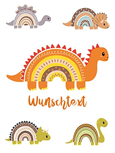 Bügelbilder Regenbogen Dinosaurier für Textilien Kinder Bügelbild Dino Gross Name Wunschtext selbst bedrucken. Bügelbilder selbst gestalten. Wunschname Bügelfolie für Textilien. Namen zum aufbügeln. von Merchfy