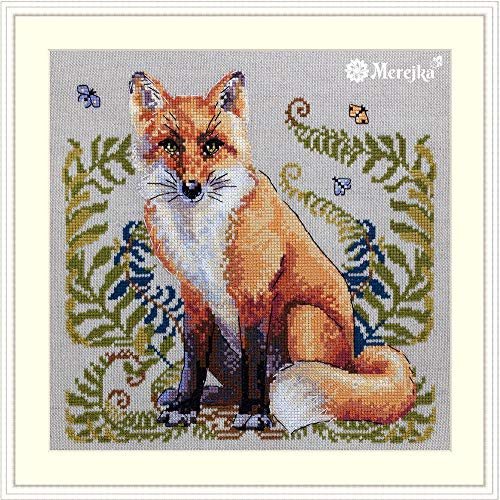 Merejka K-144B Kreuzstich-Set, Motiv Fuchs, Baumwolle, 20 x 20 cm, mehrfarbig von Merejka