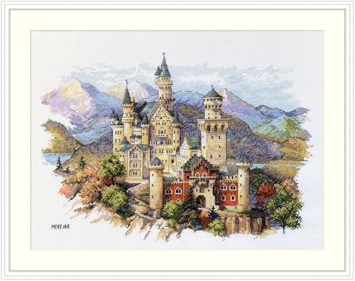 Merejka Kreuzstich Set Schloss Neuschwanstein, Zählmuster, 25x35cm von Merejka