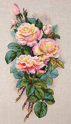 Merejka Weinlese-Rosen Aida Zählmuster Kreuzstichset, Baumwolle, Mehrfarbig, 15x29 cm von Merejka