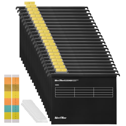 MerryNine Hängemappen, A4, Polypropylen, mit Registerkarten und Karteneinsätzen, für Schule, Zuhause, Arbeit, Büro, Organisation, 24 Stück von MerryNine