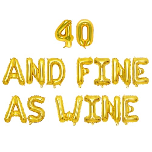 Fein wie Wein Geburtstag Ballon Banner 40. Geburtstag Party Dekorationen wie Fine Wine She Gets Better With Time Decor Gold 40 und Fein wie Wein Ballon Banner für Frauen Männer 40. Geburtstag Party von Merrystorm