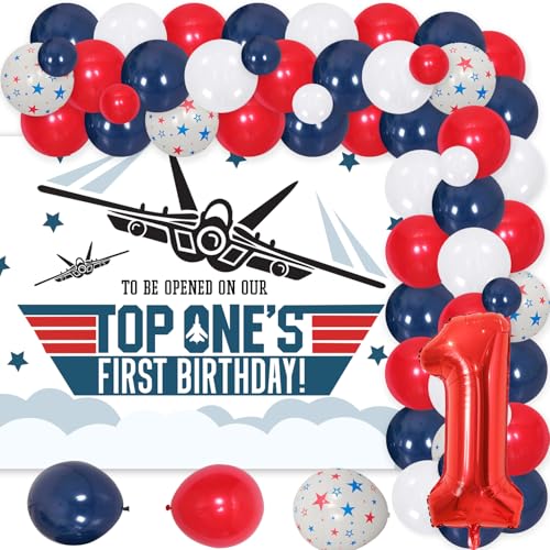 Fighter Jet 1. Geburtstag Dekorationen für Jungen Rot Blau Luftballons Flugzeug Thema Ballon Girlande Bogen Kit Erster Geburtstag Hintergrund Kämpfer Jet Flugzeug Thema Party Supplies von Merrystorm