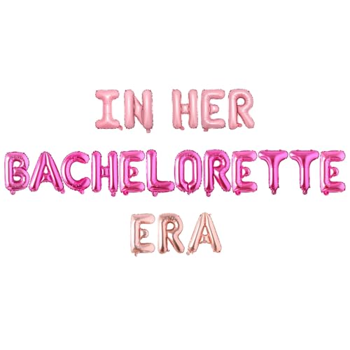 Folienballon-Banner mit Aufschrift "In Her Bachelorette Era", rosa Bachelorette-Party-Dekorationen, Banner für Verlobung, Hochzeit, Brautparty, Junggesellinnenabschied, Dekozubehör von Merrystorm