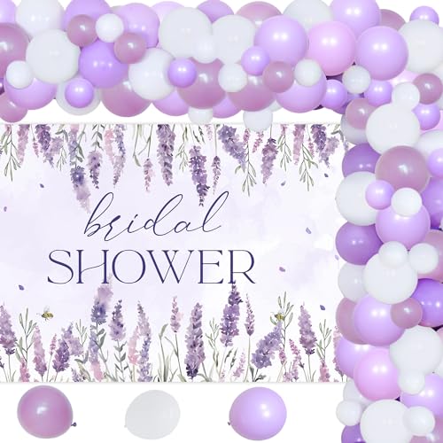 Lavendel Brautdusche Party Dekoration, Lavendel Lila Bakcdrop Ballon Girlande Bogen Kit Lila Floral Bride to Be Dekor für Braut to Be Brautdusche Bachorlette Party Hochzeit Dekor Supplies von Merrystorm