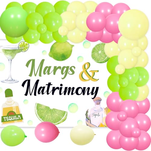 Margs and Matrimony Bachelorette Party Dekorationen, Margs and Matrimony Backdrop Decor, Margarita Bachelorette Party Supplies Balloon Garland Arch Kit for Mexican Fiesta Wedding Bridal Shower Party von Merrystorm