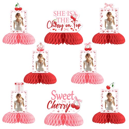 She's The Cherry on Top Party-Dekorationen, Kirsche Babyparty Foto Waben Mittelstücke Kirsche 1. Geburtstag Tischdekoration für Gilrs Sweet Cherry Bachelorette Engagement Brautparty Party Supplies von Merrystorm