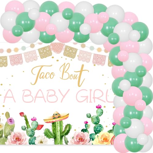 Taco Bout a Baby Girl Shower Dekoration Kaktus Babyparty Dekor Boho Fiesta Babyparty Dekor Kaktus Hintergrund Rosa Grün Ballon Girlande Bogen Kit für Babyparty Geburtstag Party Supplies von Merrystorm