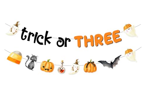 Trick or Three Banner Girlande Halloween 3. Geburtstag Dekorationen Halloween Boo Geist Kürbis Fledermäuse Spinne hängende Dekoration für Mädchen Jungen 3. Geburtstag Party Supplies Trick or Three Banner Girlande Halloween 3. Geburtstag Dekorationen Halloween Boo Geist Kürbis Fledermäuse Spinne hängende Dekoration für Mädchen Jungen 3. Geburtstag Party Supplies von Merrystorm