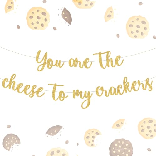 You Are the Cheese to My Crackers Banner Gold Glitzer Käse Junggesellinnenabschied Dekor Käse Thema Brautdusche Banner Käse Thema Dekoration für Frauen Junggesellinnenabschied Brautdusche von Merrystorm