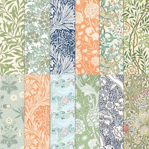 30x30 Scrapbook Papier Vintage Doppelseitiges Decoupage Papier, 12 Muster 24 Blatt Blumen Scrapbooking Papier Hochzeit Dekorpapier, Scrapbook Paper für Journal Scrapbooking, DIY Fotoalbum von MerwDeeyt