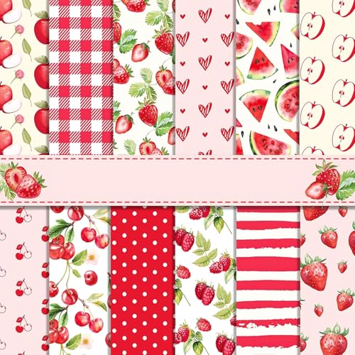 Scrapbook Papier 30x30 cm Scrapbook Bastelpapier mit Rot Obst Muster, 24 Blatt Sommer Scrapbooking Papier Frucht Motivpapier, Doppelseitiges Dekorpapier mit Erdbeere Kirsche Apfel Muster Scrapbook Papier 30x30 cm Scrapbook Bastelpapier mit Rot Obst Muster, 24 Blatt Sommer Scrapbooking Papier Frucht Motivpapier, Doppelseitiges Dekorpapier mit Erdbeere Kirsche Apfel Muster von MerwDeeyt