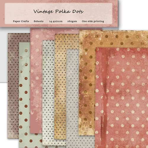 Scrapbook Papier A5 Scrapbook Bastelpapier mit Muster, Niedlich Scrapbooking Papier Motivpapier mit Tupfenmuster, 40 Blatt Decoupage Papier Einseitiges Dekorpapier, 14.4 x 21cm von MerwDeeyt