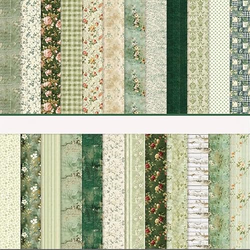 Scrapbook Papier Blumen Muster Doppelseitiges Scrapbook Bastelpapier, 24 Muster 24 Blatt Scrapbooking Papier Motivpapier, Decoupage Papier Dekorpapier (Grün, 30,5x30,5 cm/12x12 inch) von MerwDeeyt