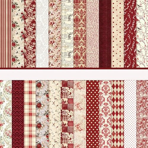 Scrapbook Papier Blumen Muster Doppelseitiges Scrapbook Bastelpapier, 24 Muster 24 Blatt Scrapbooking Papier Motivpapier, Decoupage Papier Dekorpapier (Rot, 30,5x30,5 cm/12x12 inch) von MerwDeeyt