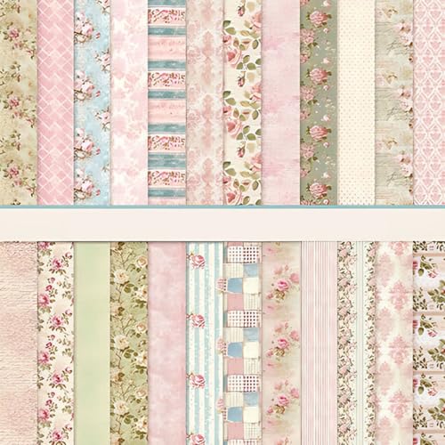 Scrapbook Papier Rosa Scrapbook Bastelpapier mit Blumen Muster, 24 Blatt Doppelseitiges Scrapbooking Papier, Decoupage Papier Dekorpapier für Journal Scrapbooking (A, 30,5x30,5 cm/12x12 inch) von MerwDeeyt