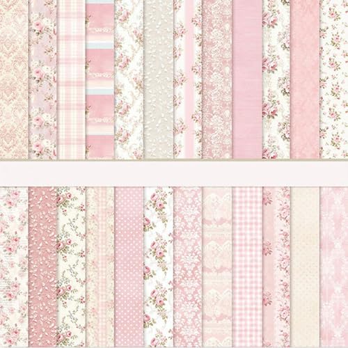 Scrapbook Papier Rosa Scrapbook Bastelpapier mit Blumen Muster, 24 Blatt Doppelseitiges Scrapbooking Papier, Decoupage Papier Dekorpapier für Journal Scrapbooking (B, 30,5x30,5 cm/12x12 inch) von MerwDeeyt