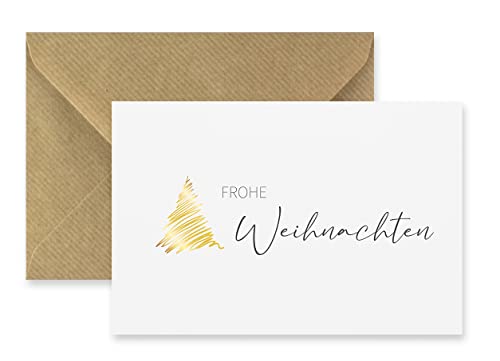 Merz Designkarten 1 Premium Weihnachtskarte Klappkarte 10,5 x 14,8 cm mit 1 Umschlag natur - Merry Christmas Merry Christmas Grußkarte für Weihnachtskarten Happy Xmas von Merz Designkarten