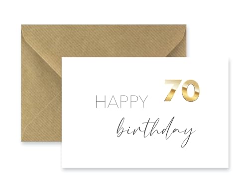 1 edle Premium-Geburtstagskarte zum 70. Geburtstag runder Geburtstag Klappkarte 10,5x14,8cm mit Umschlag happy birthday siebzig Jahre Glückwunschkarte von Merz Designkarten