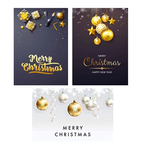 3 Premium Weihnachtskarten Klappkarten 12x18cm mit 4 edlen weißen Umschläge - rechteckige Grußkarten für Weihnachten Karten Postkarten Weihnachtskarten für Weihnachtsgrüsse von Merz Designkarten