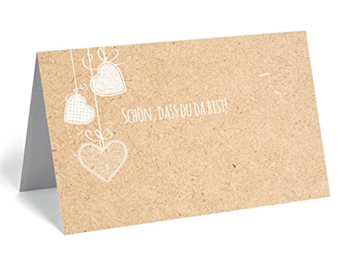 50 edle Premium-Tischkarten -18 Motive zur Auswahl - Platzkarten 300mg - 5,5 x 8,5cm (eine Seite) - Namenskarten Namensschilder für Hochzeit Feier Taufe Kommunion (Blumenmotiv) von Merz Designkarten