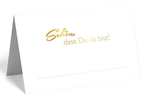 50 edle Premium-Tischkarten Platzkarten 300mg Gold/weiß - 5,5x8,5cm (Seine Seite) - Namenskarten Namensschilder für Hochzeit Feier Taufe Kommunion Geburtstag zum Beschriften von Merz Designkarten