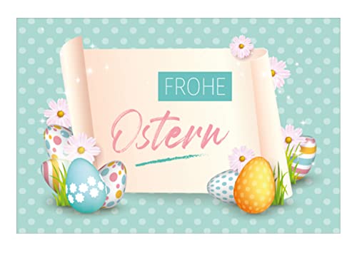 Merz Designkarten 1 Premium Osterkarte mit Umschlag (Klappkarte) 12x18cm, Karte Grußkarte für Ostern Osterkarten mit schönem Ostermotiv Frohe Ostern, Ostergrüße Grußkarten im Set von Merz Designkarten