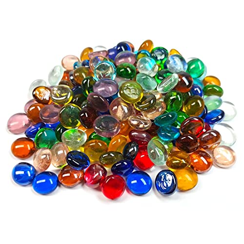 Meschett 100PCS Mini Glass Gems,Mixed Colour Mancala Stones Flat Bottom Marble Beads for Home Decorative Art Craft Vase Filler(0.5"~0.7") von Meschett