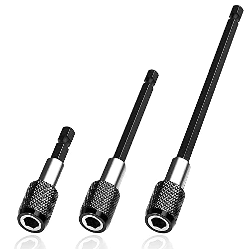 Mesee 3Pcs Bohrer Verlängerungsstange,Hex-Shank Magnetische Halter,1/4" (6.35mm) Sechskantschaft Schnellwechsel Bitsatz Verlängerungsstange für elektrische Schlagschrauber Schraubendreher 60/100/150mm von Mesee