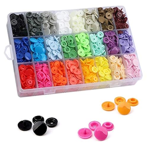 Mesee 408 Set T5 Druckknöpfe, Druckknopf Buttons Set, Druckknopf-Sets aus Harz, Druckknöpfe aus Kunststoff, 24 Farben für alle Arten DIY Kleidung Basteln Accessoires Snap Set von Mesee