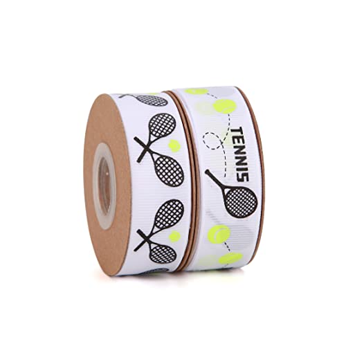 Meseey 2 Rollen 20 Meter Sportballband, 1,9 cm Stoffbänder für Kranz, Geschenkverpackungen, Sport-Team-Party-Dekor (Tennis) von Meseey