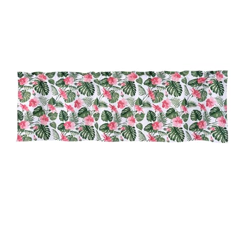 Verdunkelnde Vorhänge Kurz, Grün Rosa Blätter Blumen Muster Kurzgardine Kurzvorhang Trennvorhang Modern Wohnzimmer Balkontür, Polyester, B132 x H46 cm von Mesnt