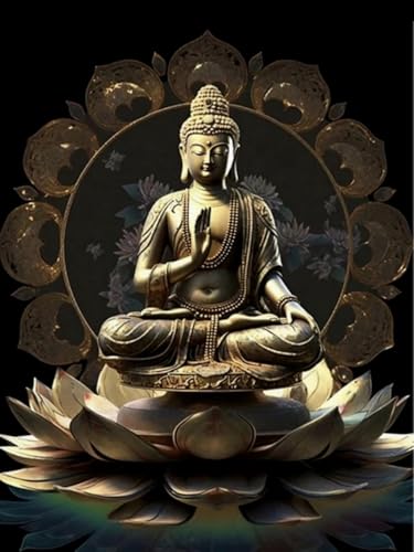 Mesribandy 5D Diamond Painting Kits Buddha-Statue DIY Diamant Leinwand Kristall Strass Painting nach Zahlen für Kinder Erwachsene Dekorationen 50x70 cm von Mesribandy