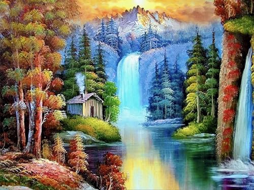 Mesribandy 5D Diamond Painting Kits Zwei-Jahreszeiten-Landschaft DIY Diamant Leinwand Kristall Strass Painting nach Zahlen für Kinder Erwachsene Dekorationen 40x50 cm von Mesribandy