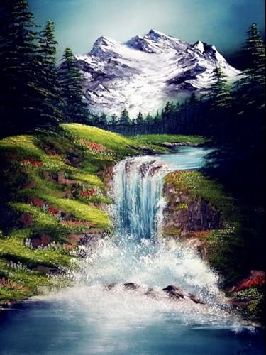 Mesribandy Vorgedruckt Kreuzstich Stickpackungen Schneeberg-Wasserfall 11CT Sticken Set Erwachsene Kreuzstich, Stickbilder für Anfänger Home Decor 40x50 cm von Mesribandy