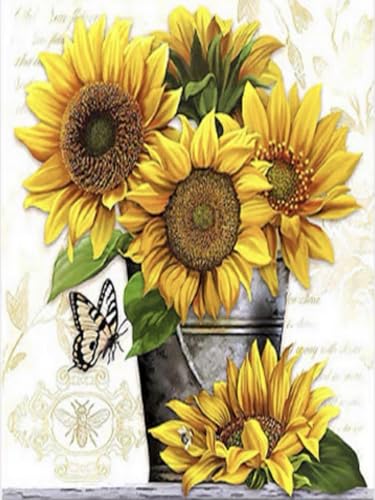 Mesribandy Vorgedruckt Kreuzstich Stickpackungen Sonnenblumenblume 11CT Sticken Set Erwachsene Kreuzstich, Stickbilder für Anfänger Home Decor 50x70 cm von Mesribandy