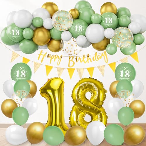 18 Geburtstag Dekorationen für Frauen Männer, Happy 18th Birthday Banner Topper Nummer 18 Folienballon, Geburtstagsballons für 18 Jahre Alt Geburtstag Party Dekoration von MestectPET