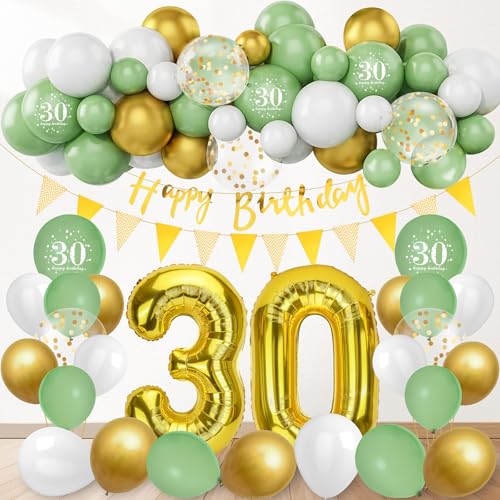 30 Geburtstag Dekorationen für Frauen Männer, Happy 30th Birthday Banner Topper Nummer 30 Folienballon, Geburtstagsballons für 30 Jahre Alt Geburtstag Party Dekoration von MestectPET