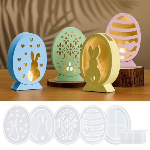 6 Stück Silikonformen Gießformen Ostern, Silikonformen Gießformen, Silikonform Ostern Hase,3D Osterhase Deko, Silikonformen Gießformen Ostern für DIY Osterdeko Handwerk von MestectPET