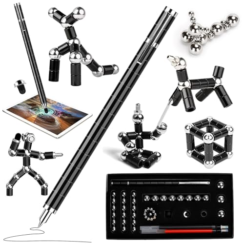 Magnetischer Kugelschreiber, Fidget Pen, Lustig Multifunktions Magnetstift für Junge Männer Frauen Kinder, Coole Gadgets Stressabbau Druckkugelschreiber Geschenk, Schwarz von MestectPET