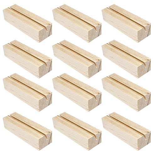 Mesybveo 12 Stück Kartenhalter Holz, 7cm Rechteck Menükartenhalter aus Buchenholz, Positionskartenhalter, Namensschild-Fotohalter, Fotoclip, Positionshalter aus Holz, für Hochzeiten, Restaurants von Mesybveo