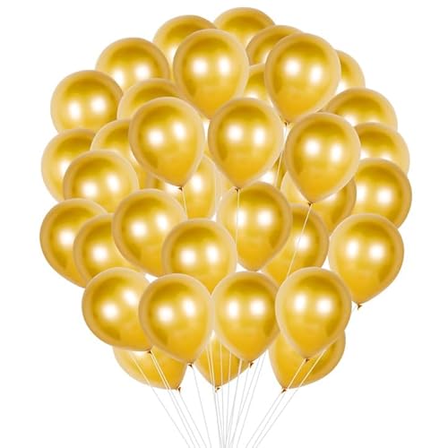 Mesybveo 50 Stück Luftballons Gold, 12 Zoll Luftballons Metallic, Goldene Ballons aus Latex, Robust und Langlebi, für Geburtstagsdeko, Hochzeit und Party Dekoration, Babyparty, Graduierung von Mesybveo