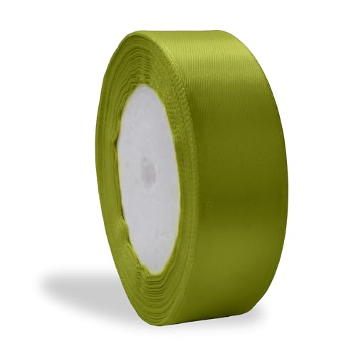 Schleifenband, 2,5 cm, Olivgrün, für Bastelarbeiten, Geschenkband, Satinband, Rolle, 2,5 cm x 22,7 m von Metalandbrassco