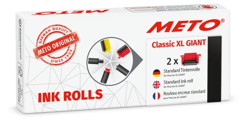 Meto Farbrolle für Meto Classic XL Giant Profi Handauszeichner schwarz (für 29x28 mm Etiketten) 2 Stück, von Meto