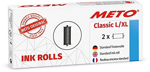 Meto Farbrollen für Meto Classic L/XL Profi Handauszeichner schwarz (für 32x19 mm & 29x28 mm Etiketten) 2 Stück von Meto