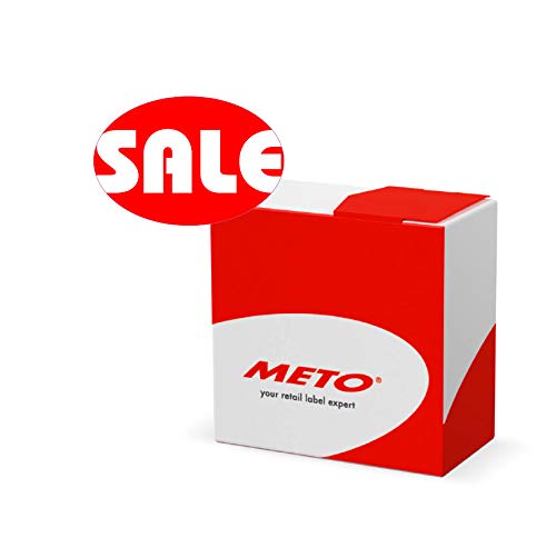 Meto Original Aktionsetiketten - Sale - in praktischer Spenderbox (50 x 34 mm, oval, rot/weß, permanent, 750 Etiketten auf Rolle, Haftetiketten) von Meto