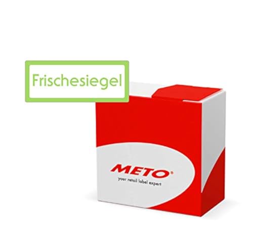 Meto Original Siegeletiketten - Frischesiegel - in praktischer Spenderbox (60 x 24 mm, Grün, Permanent, 750 Etiketten auf Rolle, Klebesiegel) von Meto