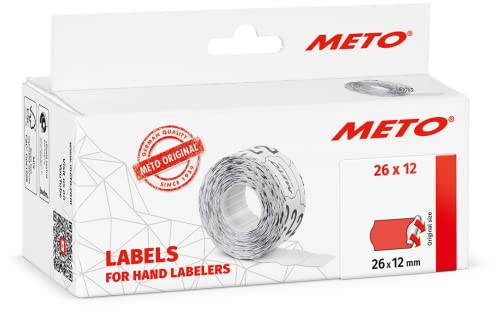 Original Meto Etiketten für Preisauszeichner (26x12 mm, 1-Zeilig, 6.000 Stück, fluor rot, permanent, Preisetiketten für Meto, Hutner, Avery, Contact, Sato, Tovel etc.) von Meto